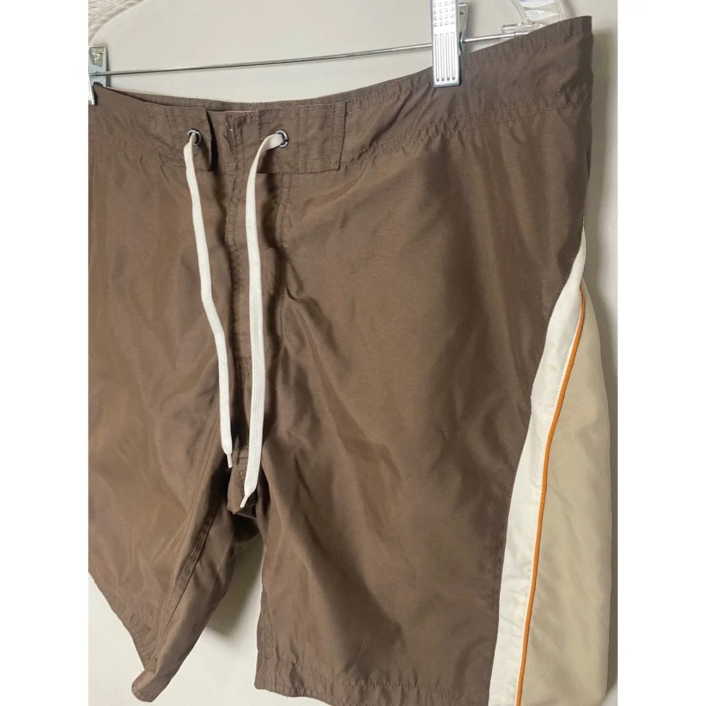 Wonderwall Board Shorts Mens 38 Brown Tan Y2K Colorblock Swim Trunks Retro Surf